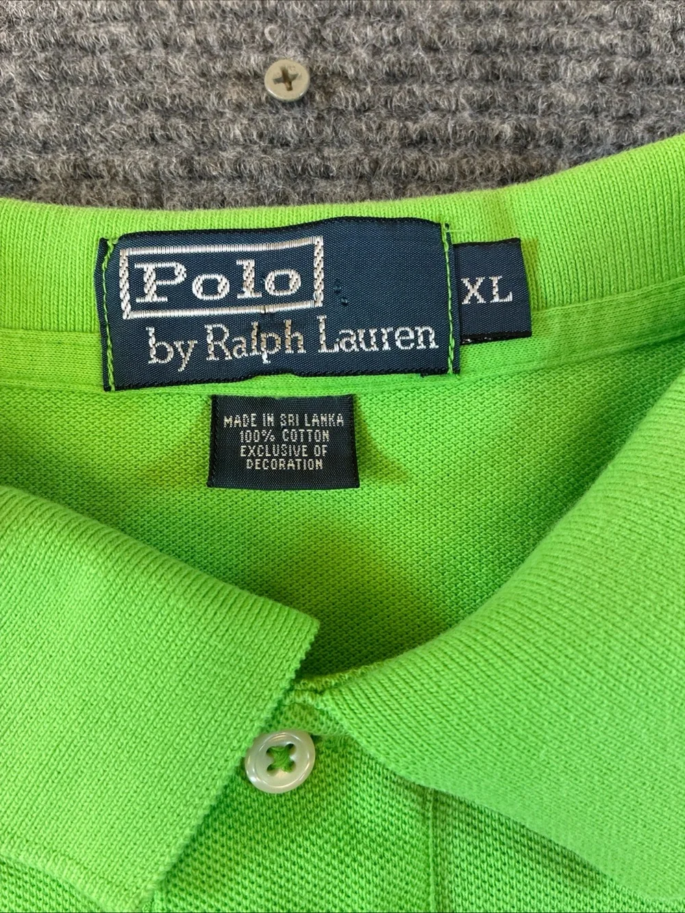 Vintage Polo Ralph Lauren Shirt XL Men's Short Sleeve Neon Green Orange Pony